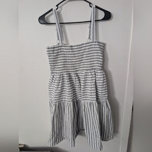 Lumiere Urban‎ Outfitters Dress Striped Mini Smocked Sleeveless Linen Cotton NWT